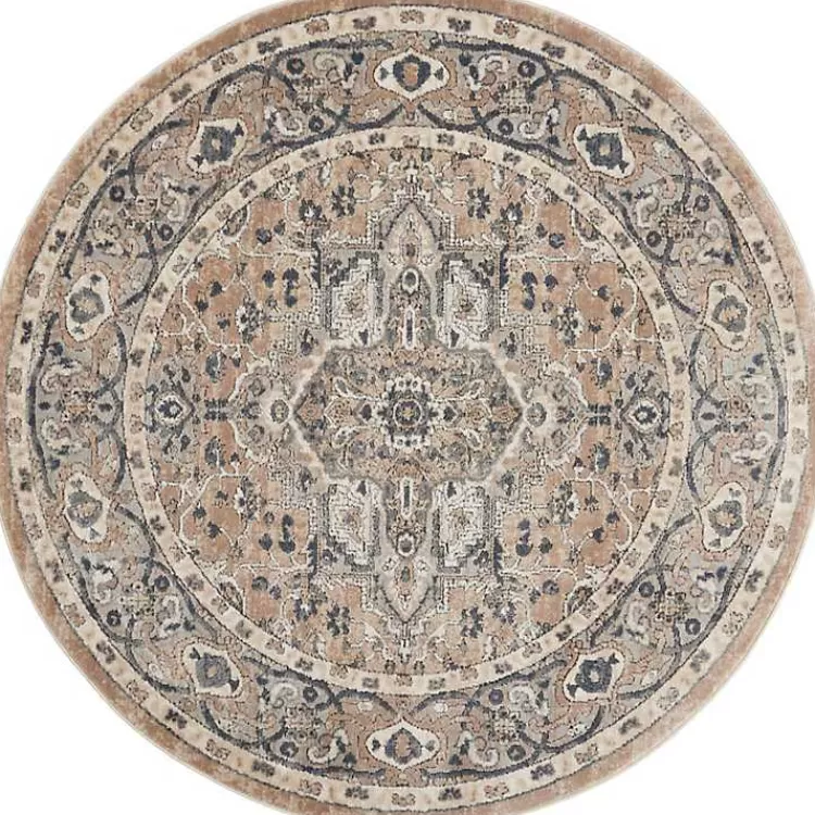 Tan Navaro Medallion Round Area Rug, 5 ft.>Kirklands Home New