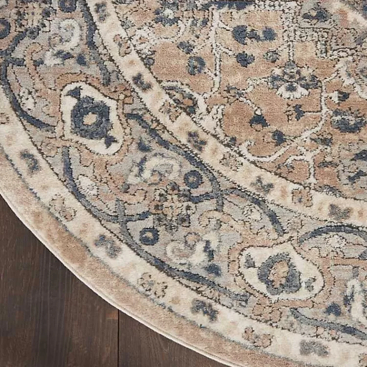 tan_navaro_medallion_round_area_rug__ft_2.webp Tan Navaro Medallion Round Area Rug, 5 ft.>Kirklands Home New