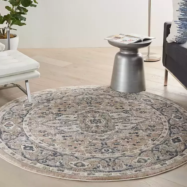 tan_navaro_medallion_round_area_rug__ft_4.webp Tan Navaro Medallion Round Area Rug, 5 ft.>Kirklands Home New