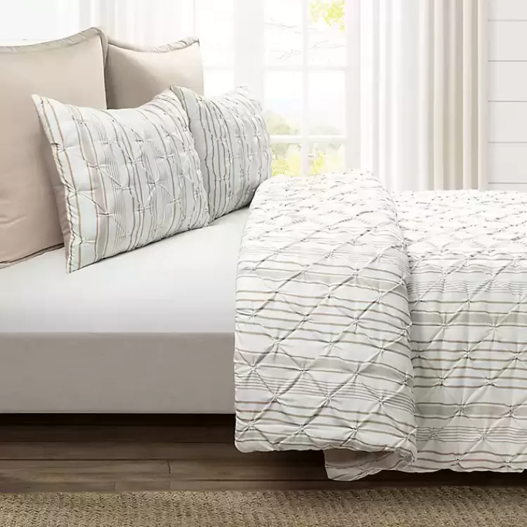 Tan Pintuck Stripe King 5-pc. Comforter Set>Kirklands Home Discount