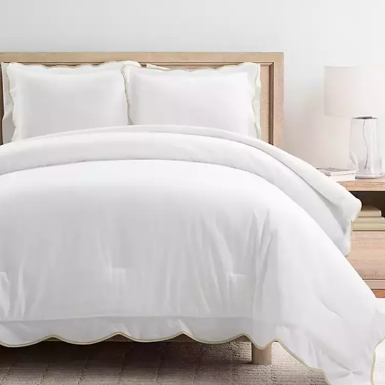 Tan Scalloped Edge 3-pc. Full/Queen Comforter Set>Kirklands Home Cheap