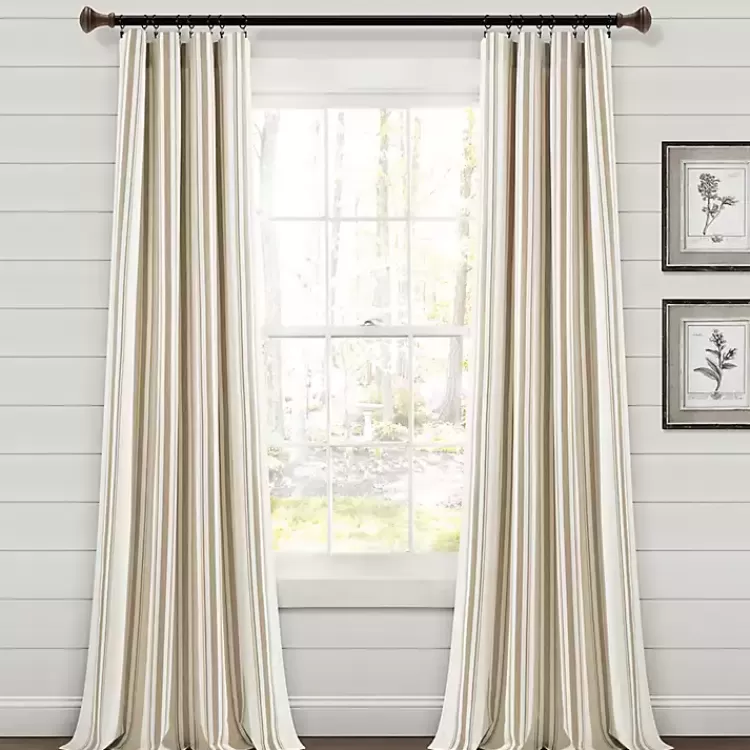 Stripe Farmhouse Curtain Panel Set, 95 in.>Kirklands Home Shop