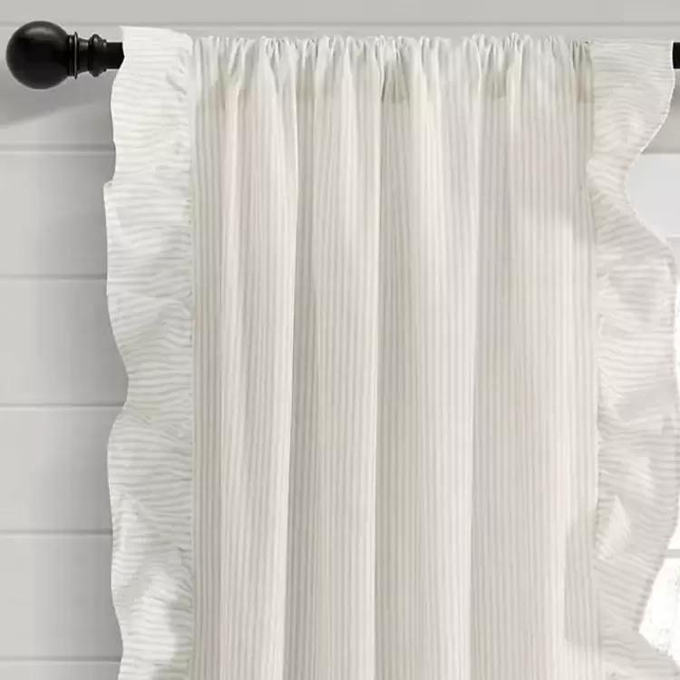 tan_stripe_ruffled_curtain_panel_set__in_2.webp Tan Stripe Ruffled Curtain Panel Set, 84 in.>Kirklands Home Fashion