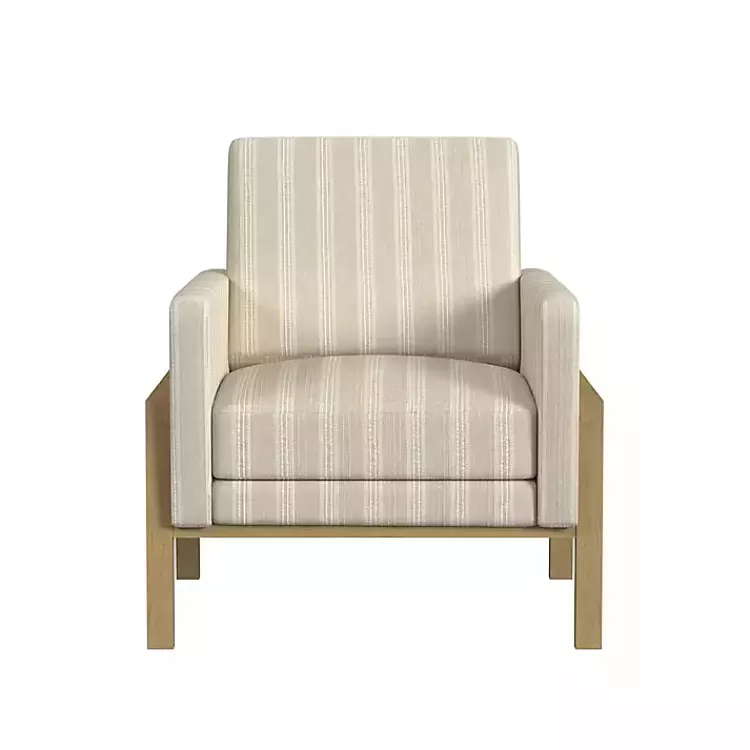 Tan Striped Upholstered Wood Frame Armchair>Kirklands Home Shop