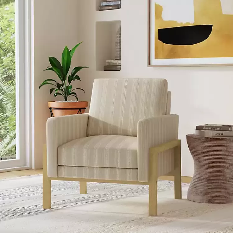 tan_striped_upholstered_wood_frame_armchair_5.webp Tan Striped Upholstered Wood Frame Armchair>Kirklands Home Shop