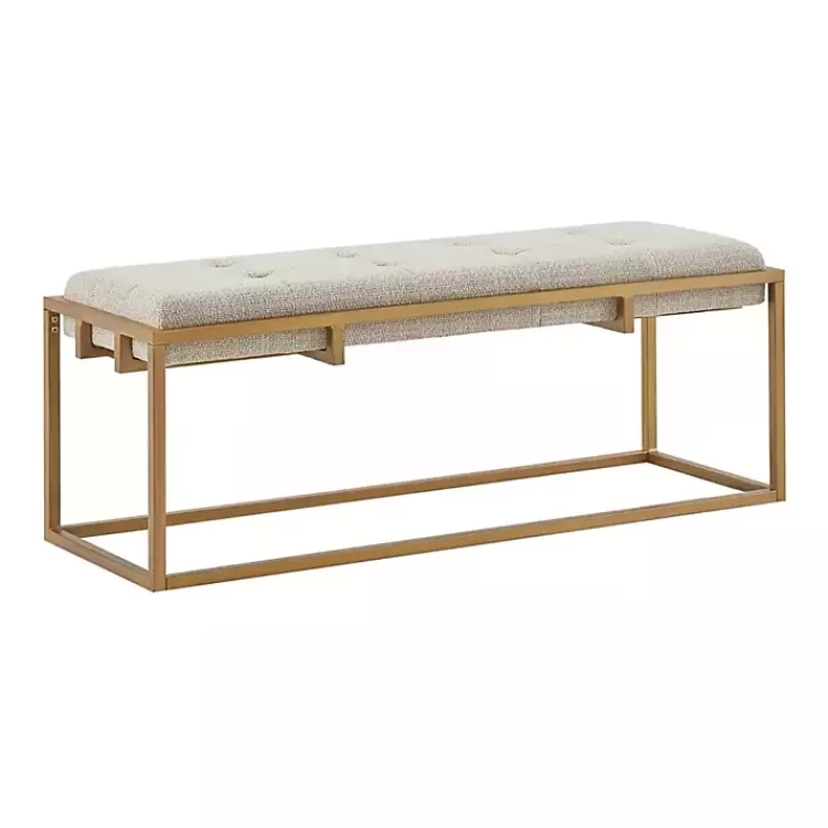 Tufted Bronze Metal Bench>Kirklands Home Outlet