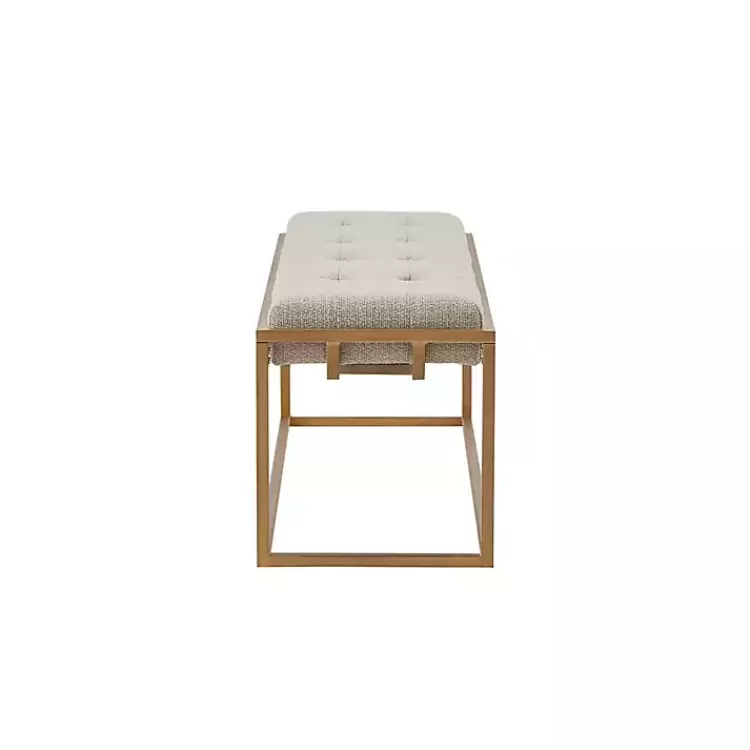 tan_tufted_bronze_metal_bench_3.webp Tufted Bronze Metal Bench>Kirklands Home Outlet