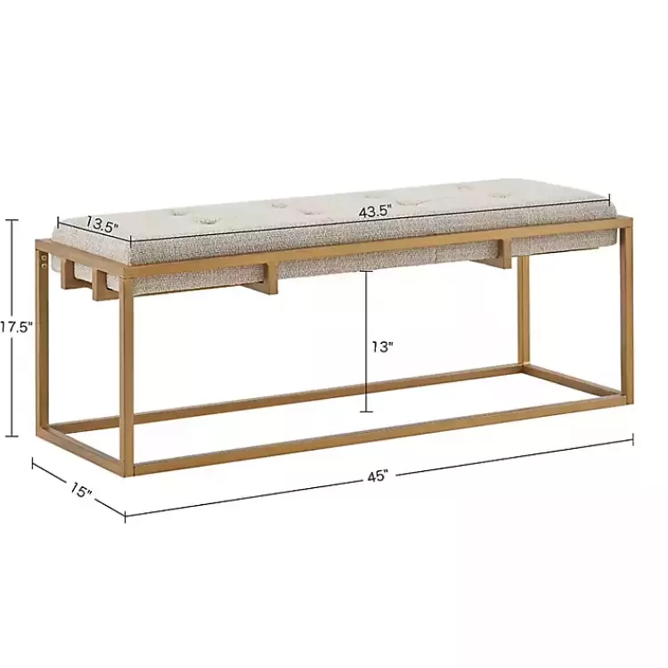 tan_tufted_bronze_metal_bench_7.webp Tufted Bronze Metal Bench>Kirklands Home Outlet