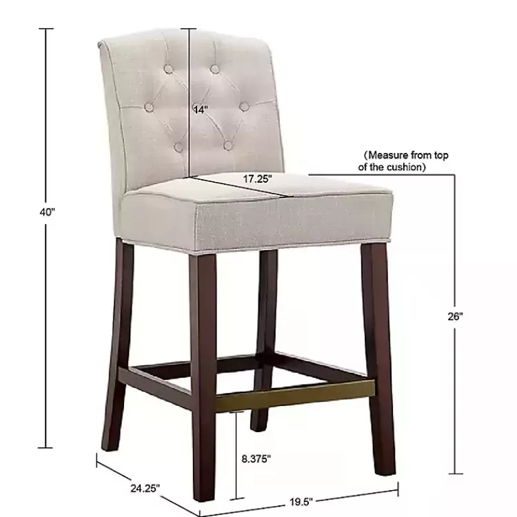 tan_tufted_upholstered_wood_counter_stool_6.webp Tufted Upholstered Wood Counter Stool>Kirklands Home Best Sale