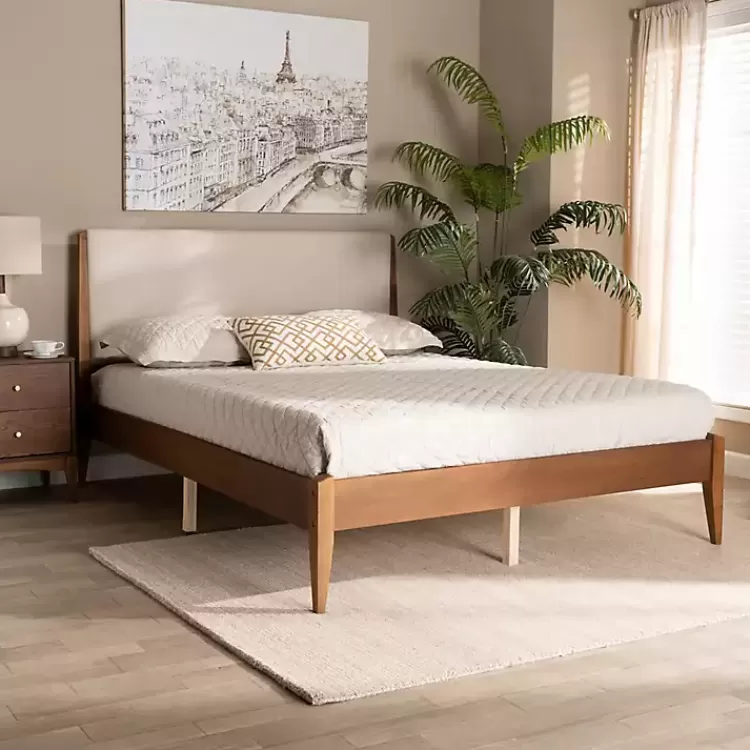 tan_upholstered_brown_wood_king_platform_bed_4.webp Tan Upholstered Brown Wood King Platform Bed>Kirklands Home Fashion