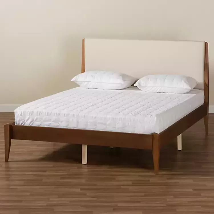 tan_upholstered_brown_wood_king_platform_bed_5.webp Tan Upholstered Brown Wood King Platform Bed>Kirklands Home Fashion