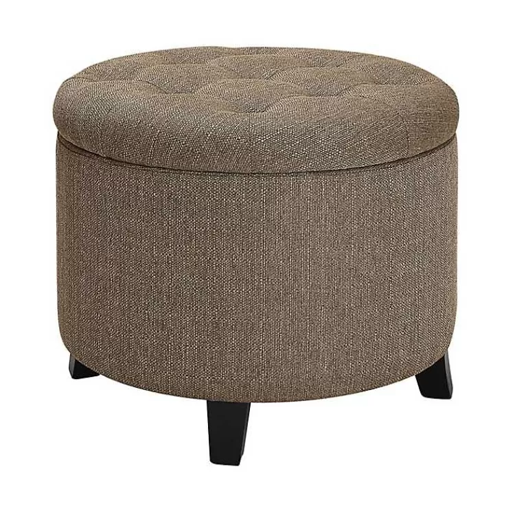 Upholstered Eliza Round Storage Ottoman>Kirklands Home Cheap