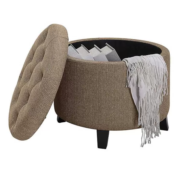 tan_upholstered_eliza_round_storage_ottoman_3.webp Upholstered Eliza Round Storage Ottoman>Kirklands Home Cheap