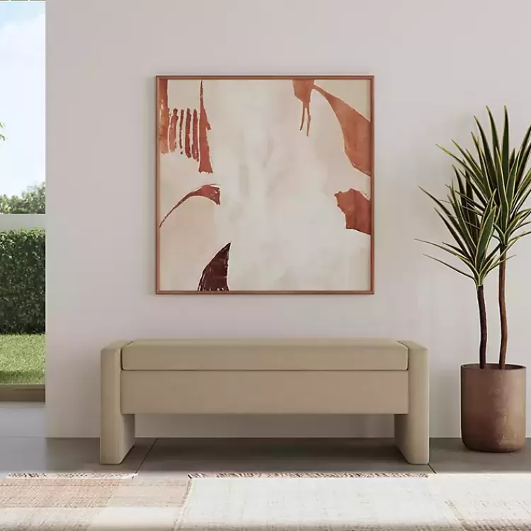 tan_velvet_upholstered_modern_storage_bench_4.webp Velvet Upholstered Modern Storage Bench>Kirklands Home Store