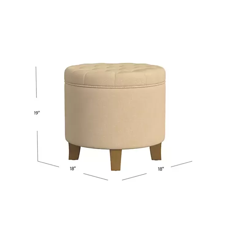 Woven Upholstered Tufted Storage Ottoman>Kirklands Home Store