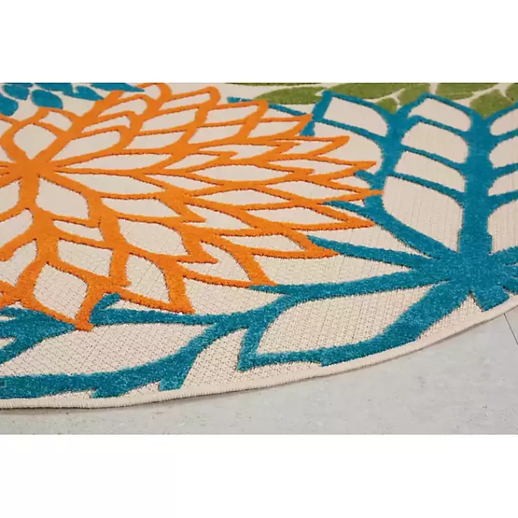 tangerine_floral_burst_round_outdoor_area_rug_2.webp Tangerine Floral Burst Round Outdoor Area Rug>Kirklands Home Fashion
