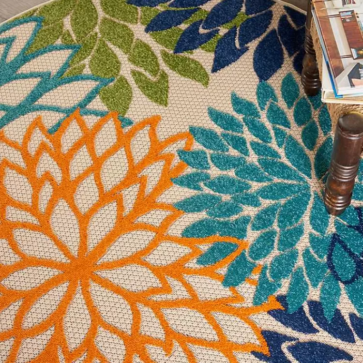 tangerine_floral_burst_round_outdoor_area_rug_5.webp Tangerine Floral Burst Round Outdoor Area Rug>Kirklands Home Fashion