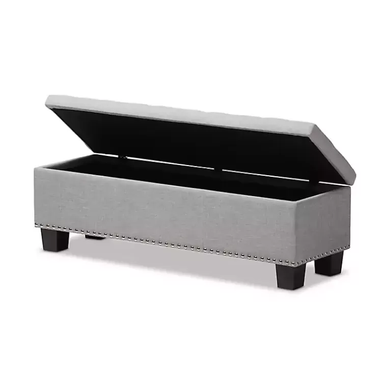 Taupe Button-Tufted Upholstered Storage Bench>Kirklands Home Sale