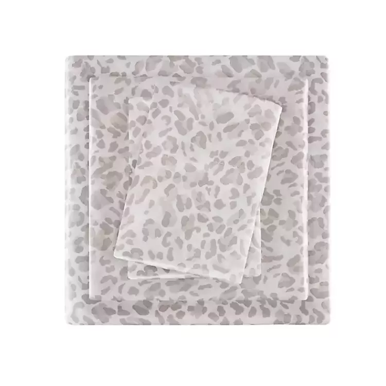 Taupe Leopard Print Satin 3-pc. Twin Sheet Set>Kirklands Home Store