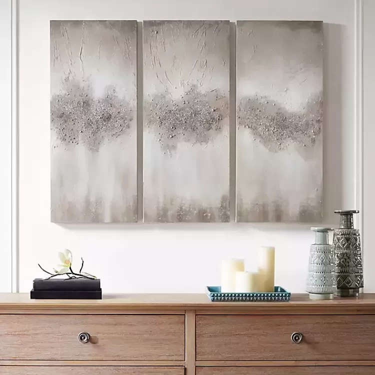 Taupe Luminous Embellished Art Print, Set of 3>Kirklands Home Store