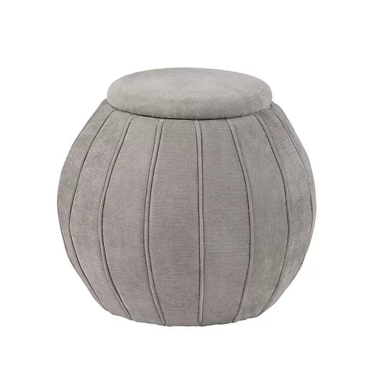 Taupe Rounded Oval Storage Ottoman>Kirklands Home Clearance