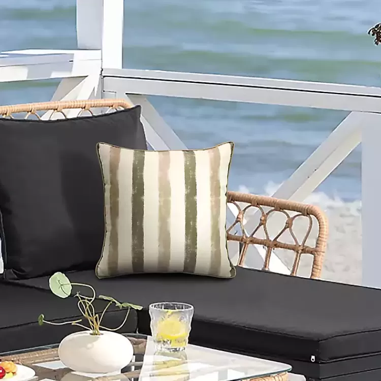 Taupe Striped Outdoor Pillow>Kirklands Home New