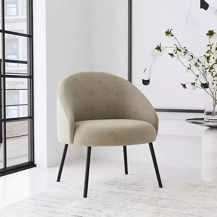 Taupe Velvet Modern Accent Chair>Kirklands Home Sale
