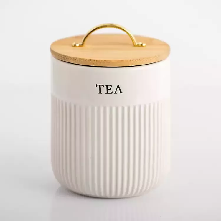 Tea Ribbed Ceramic Canister>Kirklands Home New