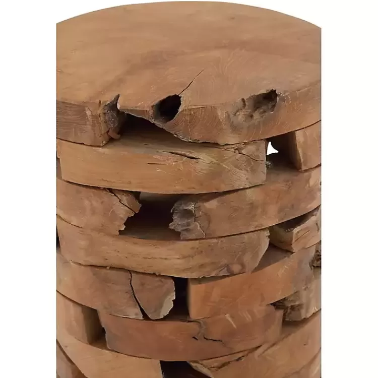Teak Wood Stacked Round Accent Table>Kirklands Home Flash Sale