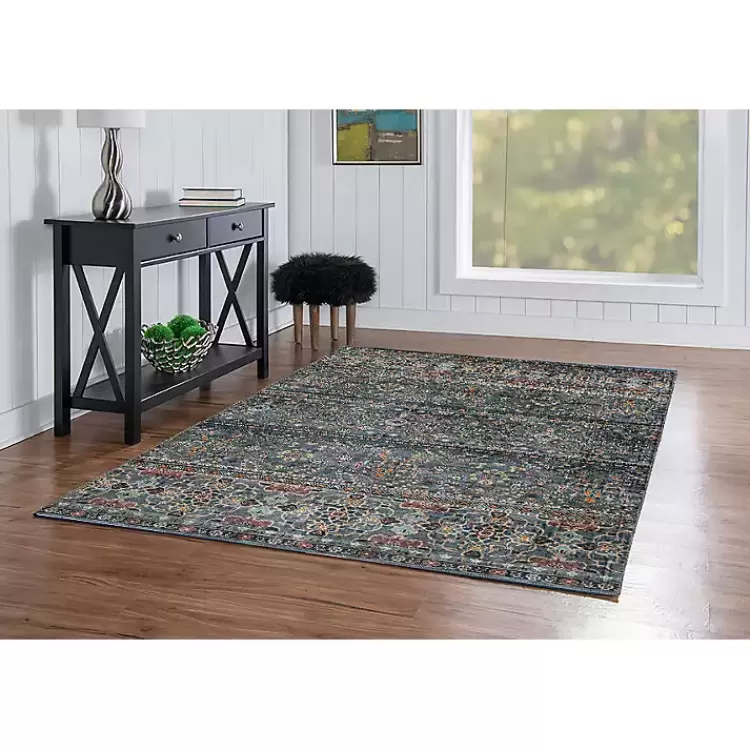 Teal and Ivory Grant Washable Area Rug, 5x7>Kirklands Home Best Sale
