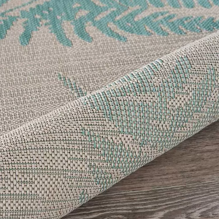 Teal and Tan Falling Ferns Outdoor Area Rug, 5x7>Kirklands Home Cheap