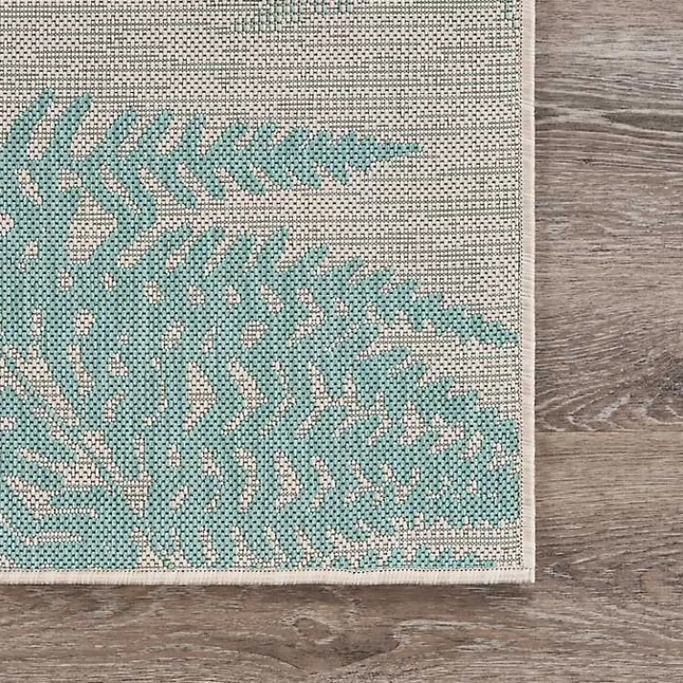 Teal and Tan Falling Ferns Outdoor Area Rug, 5x7>Kirklands Home Cheap