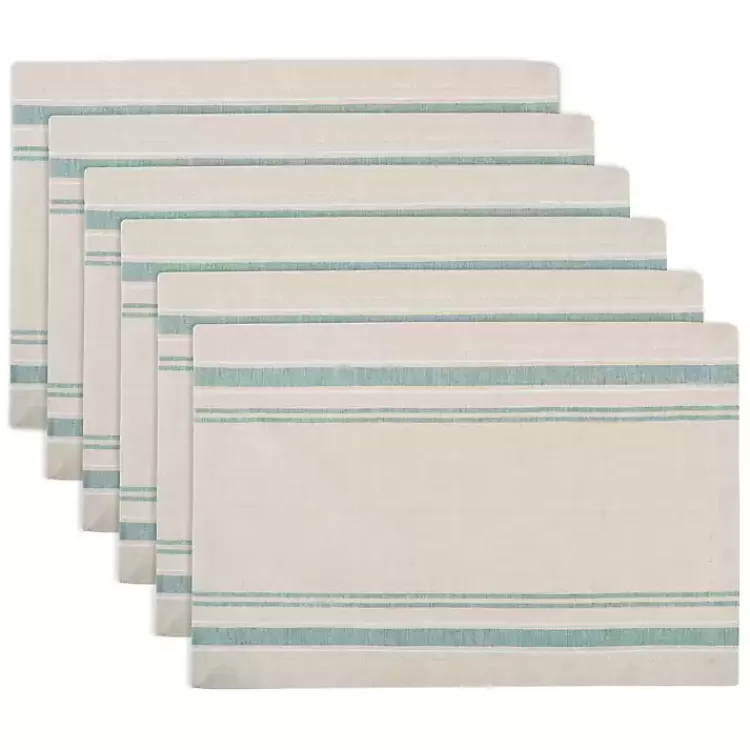 Teal French Stripe Placemats, Set of 6>Kirklands Home Clearance