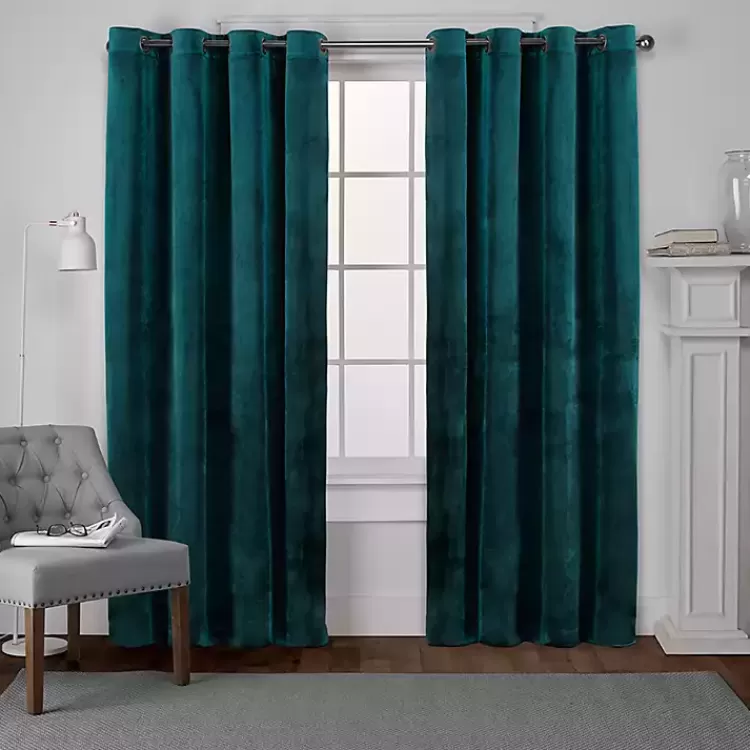 Teal Heavyweight Velvet Curtain Panel Set, 84 in.>Kirklands Home Flash Sale