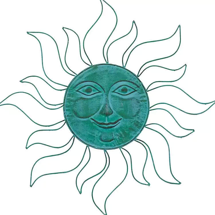 Teal Metal Sun Face Wall Plaque>Kirklands Home Store