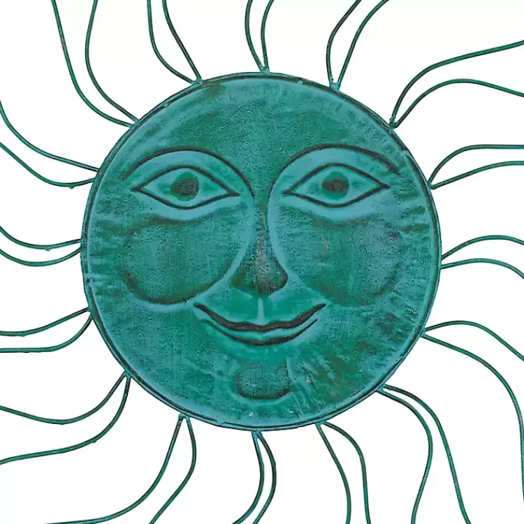 Teal Metal Sun Face Wall Plaque>Kirklands Home Store