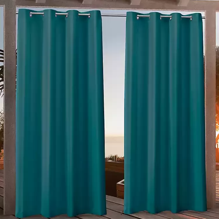 Teal Nicole Outdoor Curtain Panel Set, 96 in.>Kirklands Home Discount