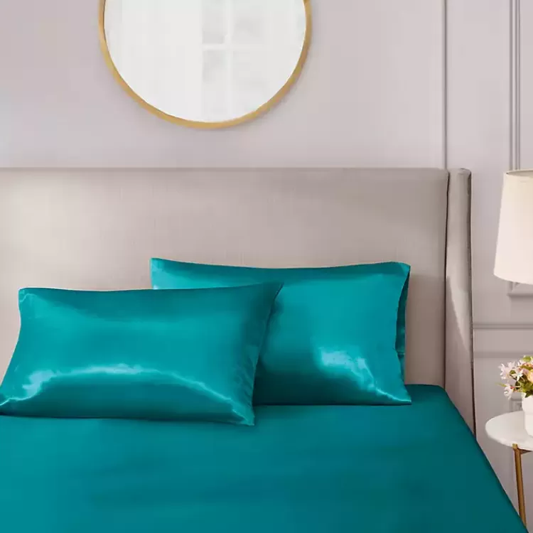 Teal Satin King 2-pc. Pillow Case Set>Kirklands Home Store