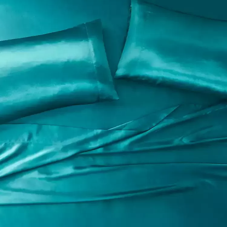 teal_satin_standard_pc_pillow_case_set_4.webp Teal Satin Standard 2-pc. Pillow Case Set>Kirklands Home Cheap