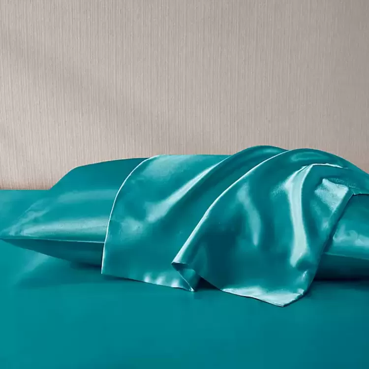 teal_satin_standard_pc_pillow_case_set_5.webp Teal Satin Standard 2-pc. Pillow Case Set>Kirklands Home Cheap