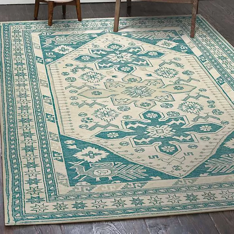 Teal Seraz Washable Area Rug, 5x7>Kirklands Home Flash Sale