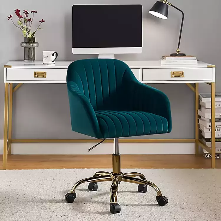 teal_velvet_swivel_jacyln_office_chair_2.webp Teal Velvet Swivel Jacyln Office Chair>Kirklands Home Best