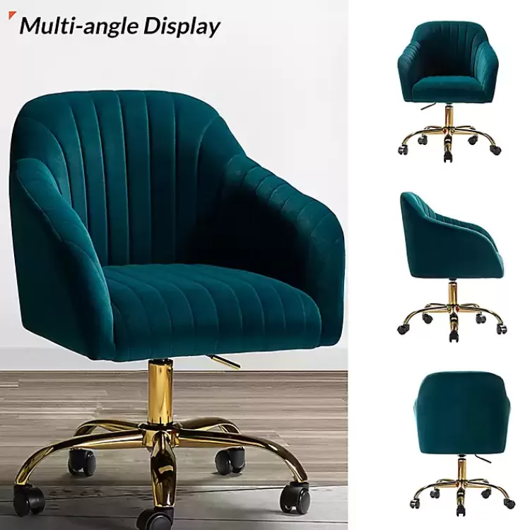 teal_velvet_swivel_jacyln_office_chair_3.webp Teal Velvet Swivel Jacyln Office Chair>Kirklands Home Best