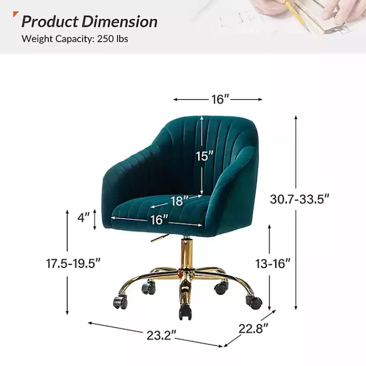 teal_velvet_swivel_jacyln_office_chair_4.webp Teal Velvet Swivel Jacyln Office Chair>Kirklands Home Best