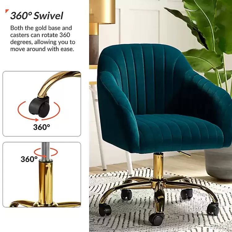 teal_velvet_swivel_jacyln_office_chair_5.webp Teal Velvet Swivel Jacyln Office Chair>Kirklands Home Best