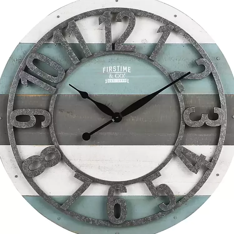 Teal Wood Plank Wall Clock>Kirklands Home Discount
