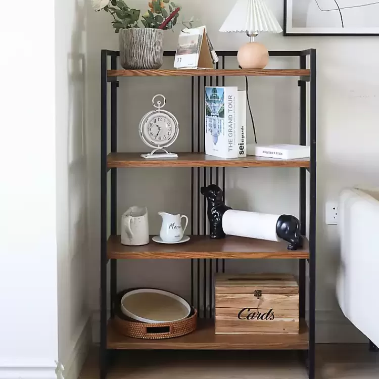 4-Tier Black Metal Frame Shelf>Kirklands Home Sale