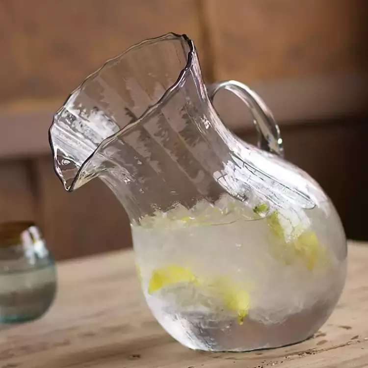 Tilted Ribbed Glass Pitcher>Kirklands Home Shop