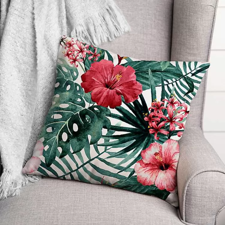 Tropical Flowers Outdoor Pillow>Kirklands Home Store