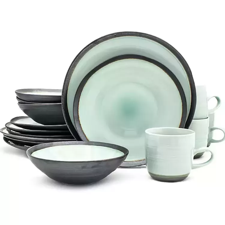 Turquoise and Black Ceramic 16-pc. Dinnerware Set>Kirklands Home Clearance
